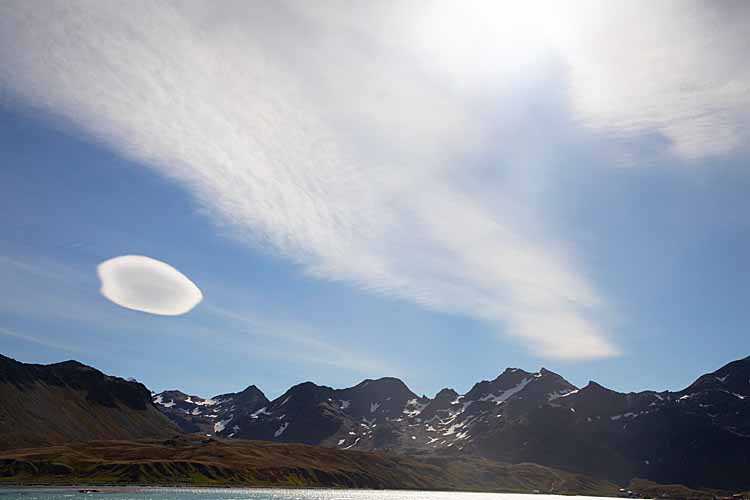 Cloud formations over South Georgia Island.