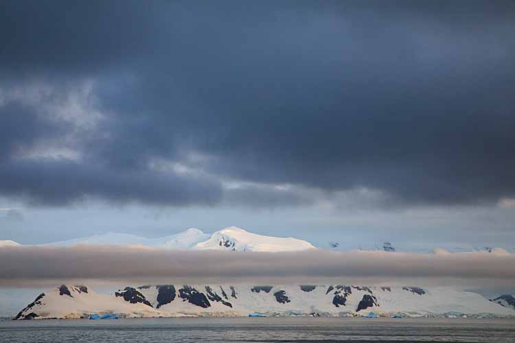 Dusk on Antarctic peninsula.