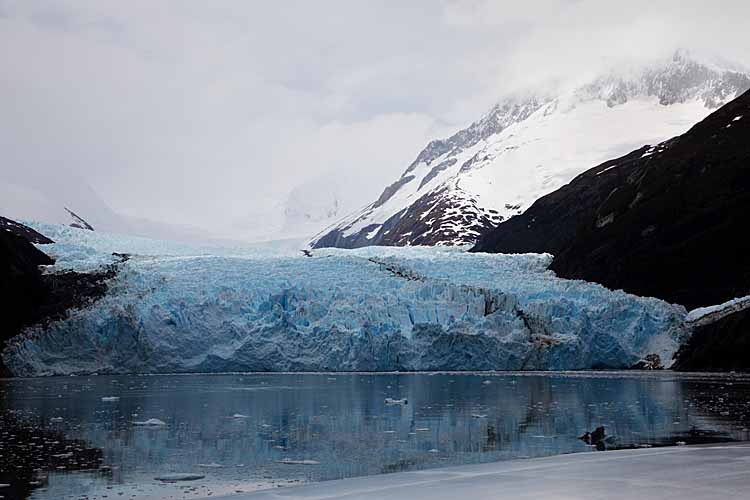 Glacier entering ocean.