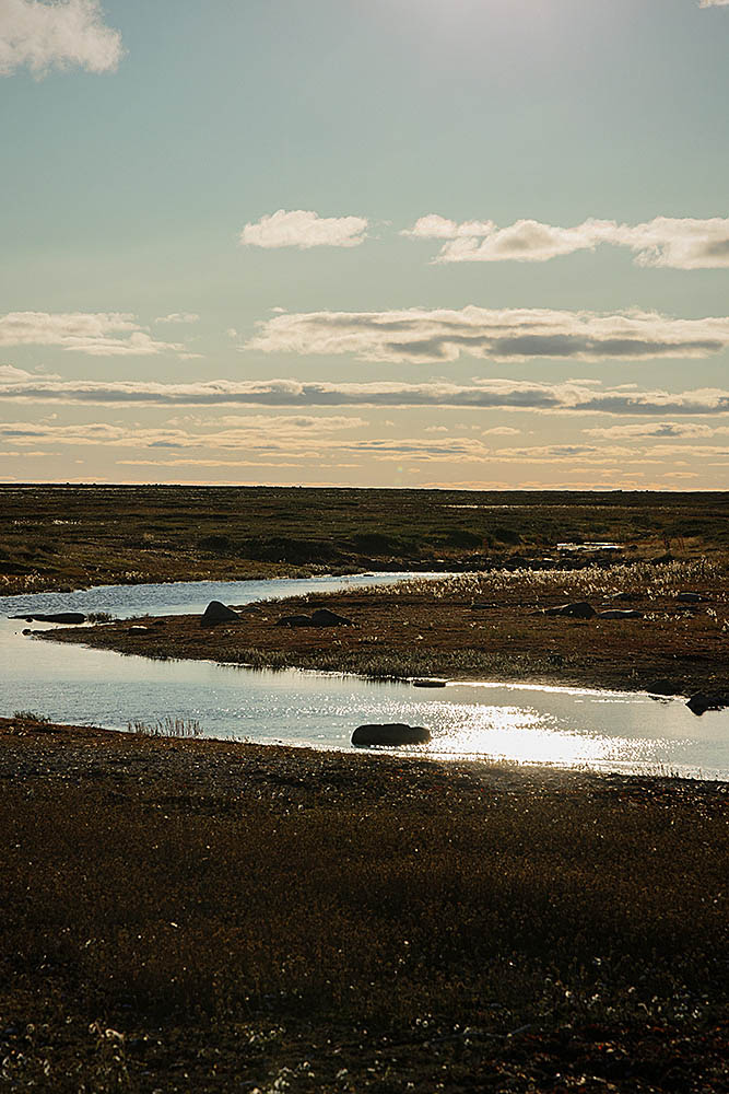 River flowing to Hudson Bay, Canada, on the arctic tundra.