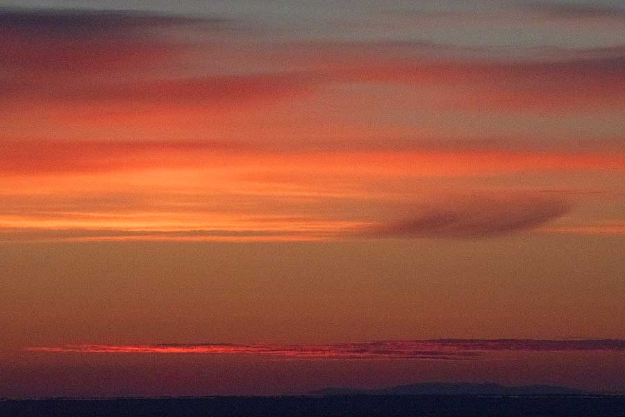 First light and sunrise of new year above arctic circle after 3 months of polar night.