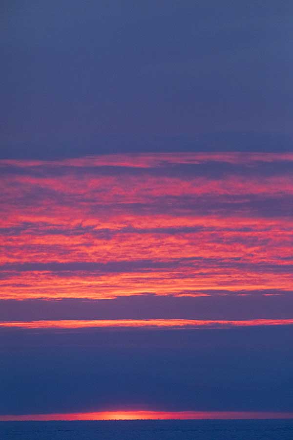 First light and sunrise of new year above arctic circle after 3 months of polar night.